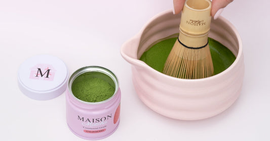 Maison Matcha matcha ceremonial strawberry powder and matcha whisking