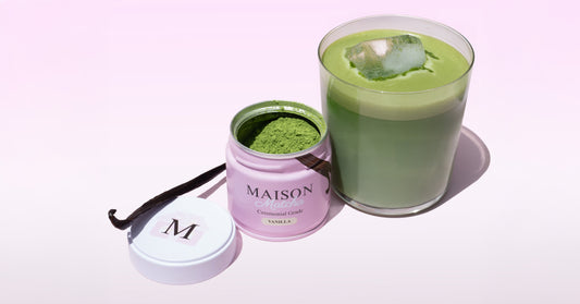 Maison Matcha Vanilla ceremonial matcha powder sourced from Uji, Japan