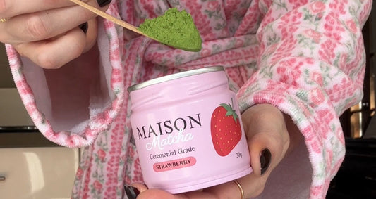 Maison Matcha Strawberry matcha powder ceremonial-grade, no added sugar, sourced from Uji in Japan