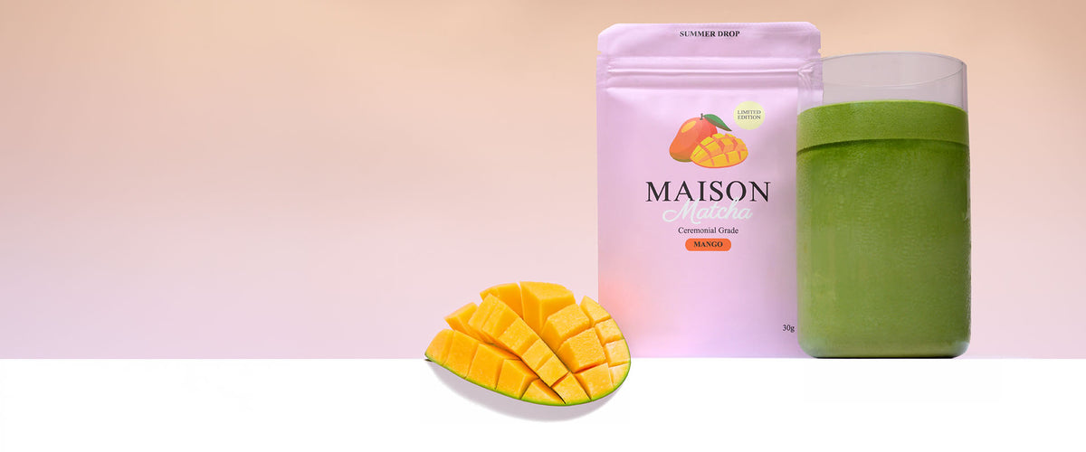 Maison Matcha homepage banner mango matcha powder latte limited edition summer australia