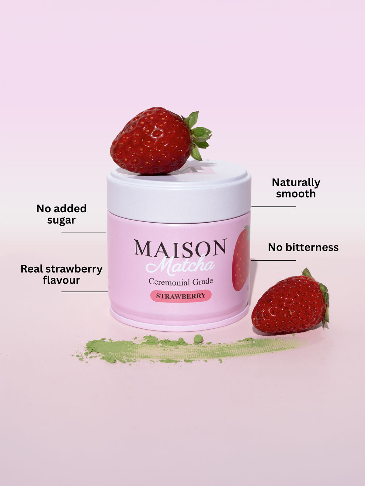 Maison Matcha strawberry matcha powder no added sugar, naturally smooth