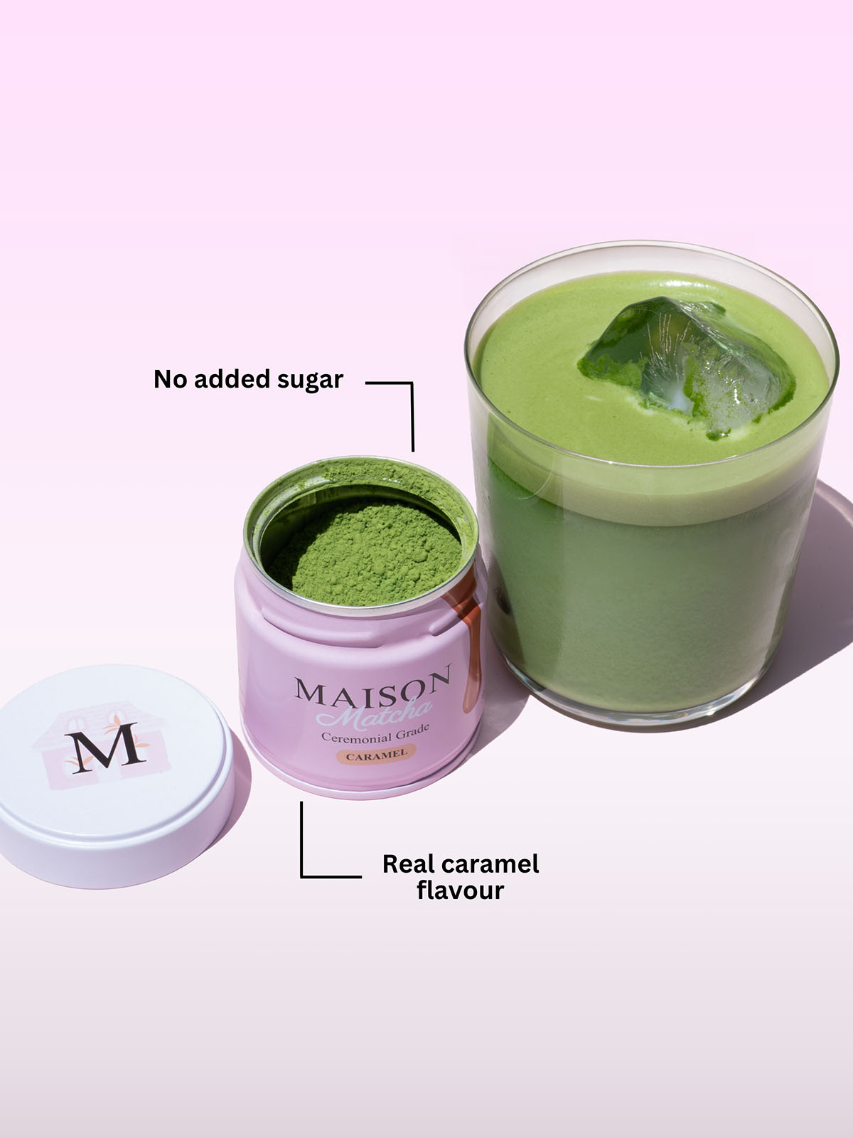Maison Matcha caramel flavour matcha powder no added sugar no bitterness