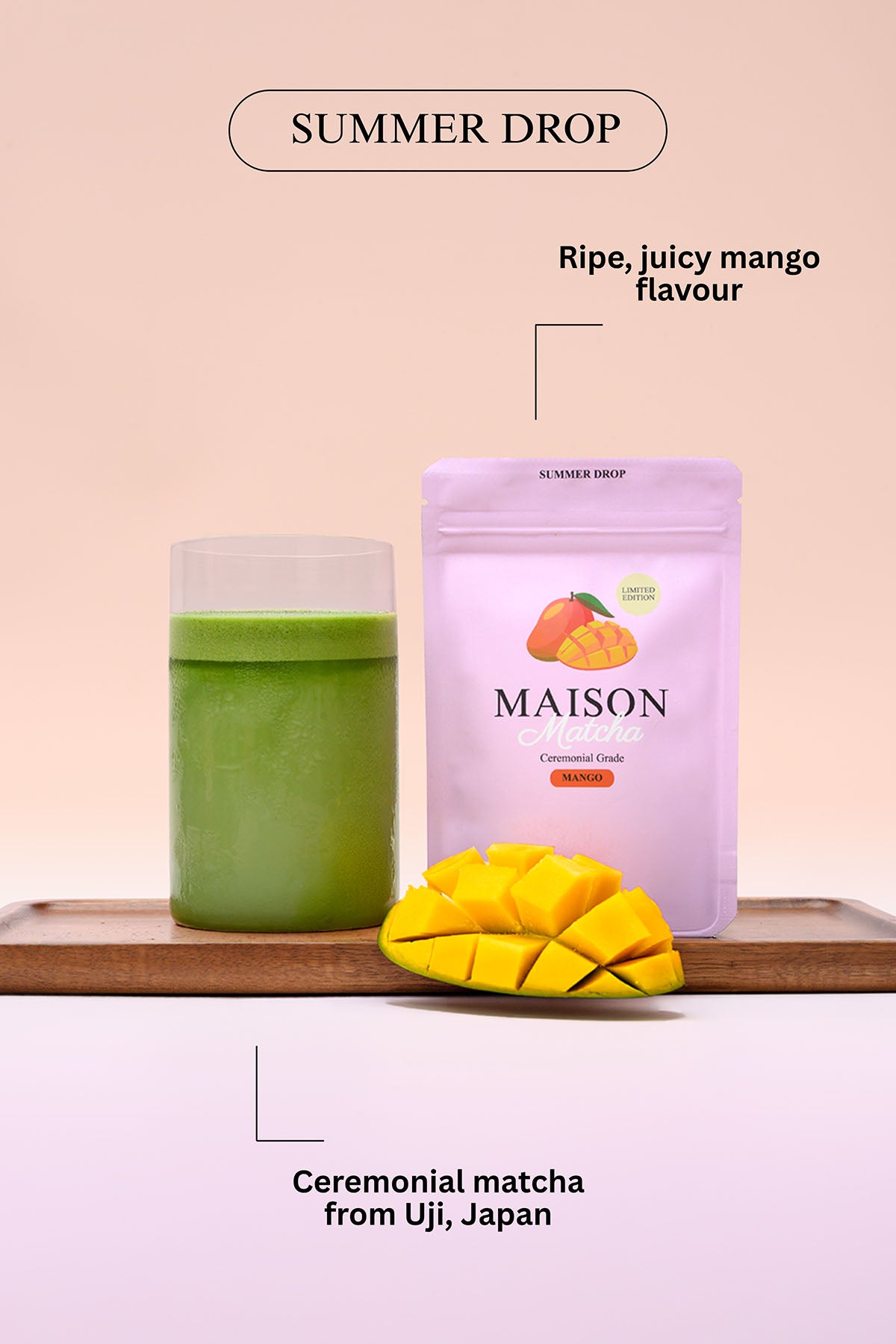 Maison matcha mango matcha powder ripe juicy mango flavour ceremonial matcha from Uji, Japan