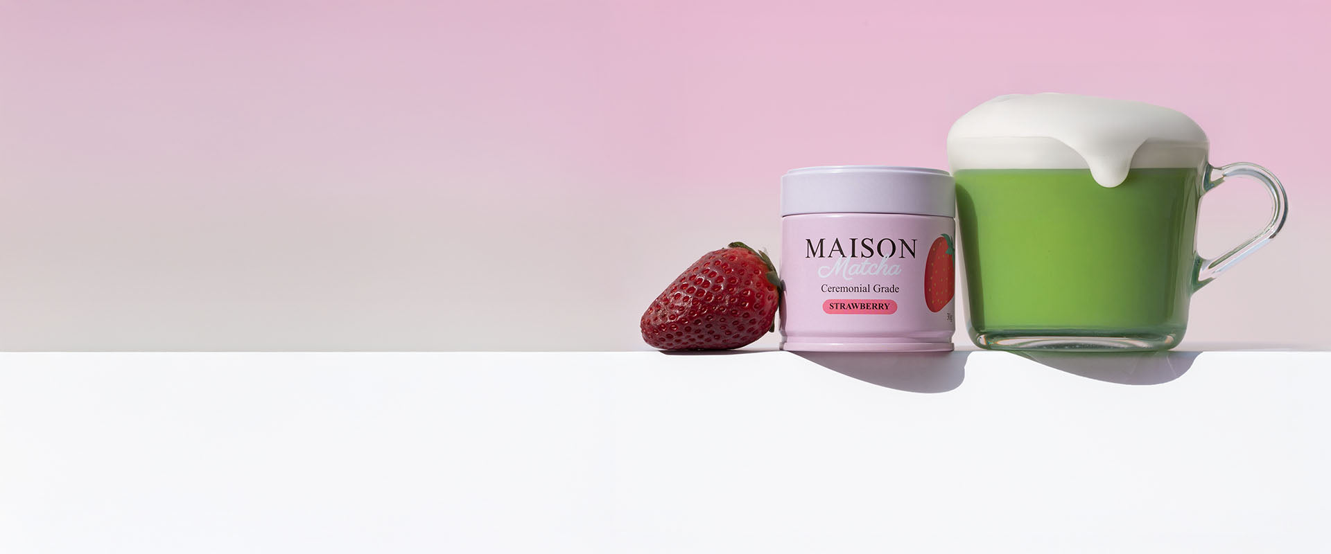 Maison Matcha strawberry matcha powder warm matcha latte from uji, japan