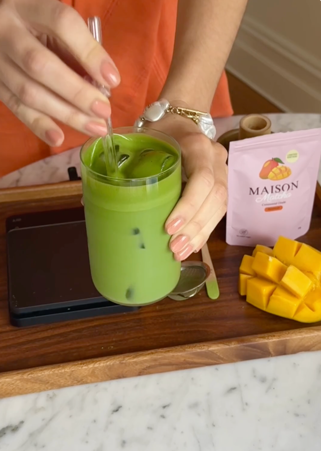 Maison Matcha mango matcha powder limited edition summer preparation matcha latte at home