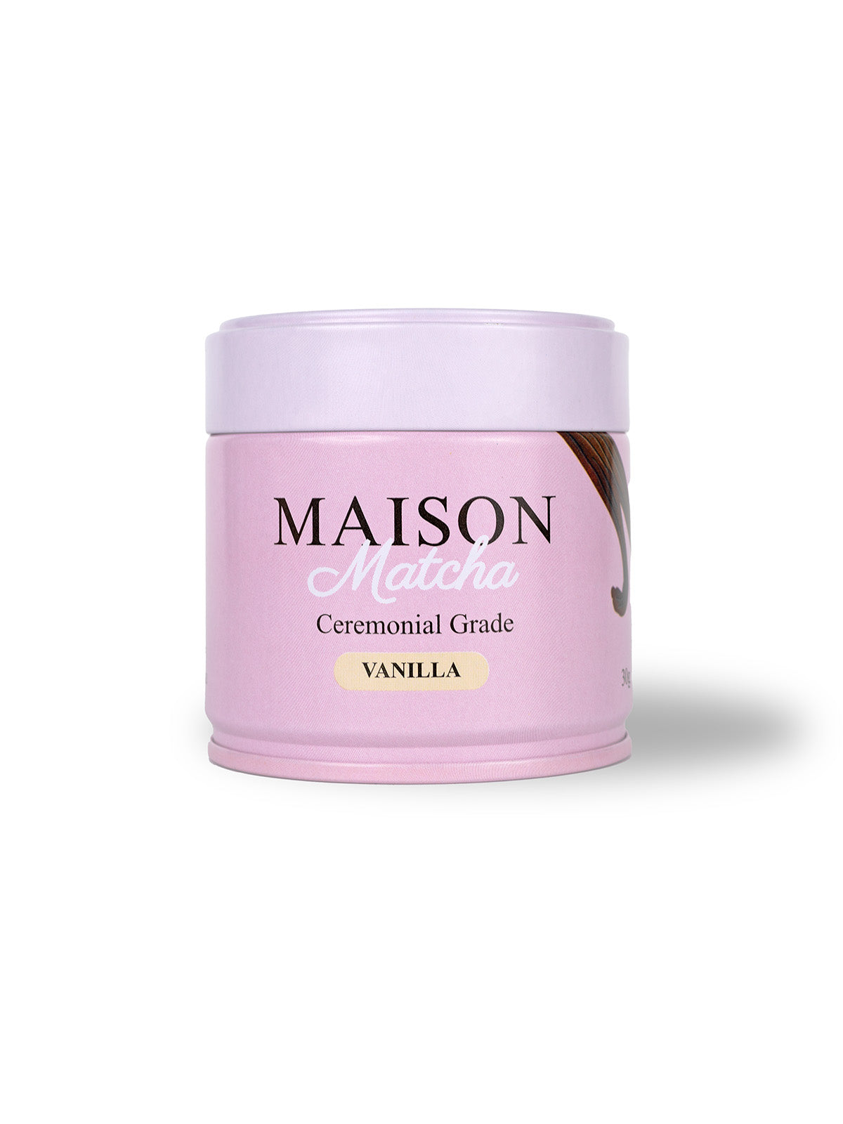 Maison Matcha Ceremonial Vanilla Matcha 30g can on white background